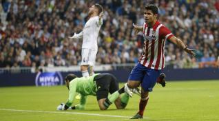 Diego Costa, jugador del Atlético de Madrid, celebrando su gol ante el Real Madrid en el derbi.