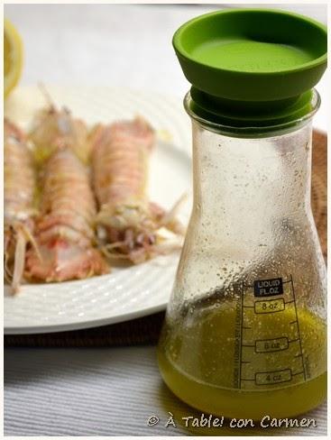 Galeras a la Plancha con suave Vinagreta de Foie