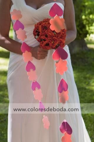 Decoración de boda en tonos fucsia y naranja