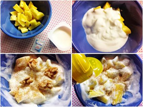 YOGUR CON PIÑA, NUECES Y CANELA