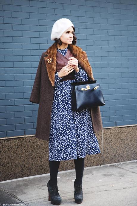 New_York_Fashion_Week-Street_Style-Fall_Winter-2015-Miroslava_Duma-Floral_Dress-LEather_Top-2
