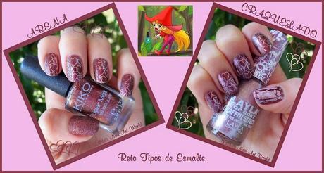 RETO TIPOS DE ESMALTES (2): Arena + Craquelado ¡Feliz San Valentín y cumple para mí! :-)