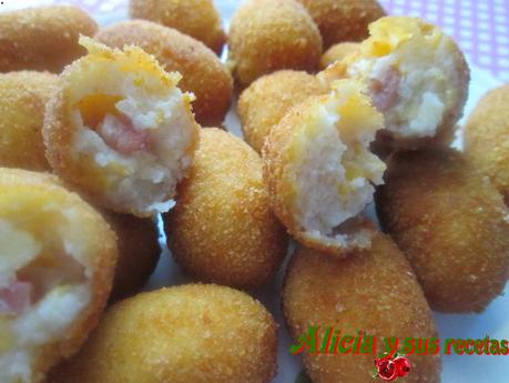 CROQUETITAS CARBONARA CON HUEVO HILADO