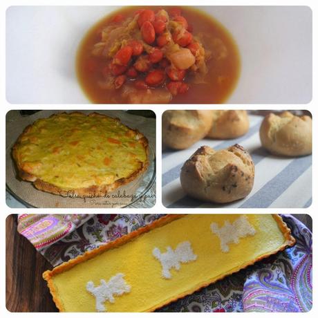 Platos del 01 Menú vegetariano con recetas de otros blogs.