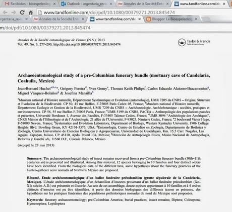 Arqueoentomología en una cueva de México