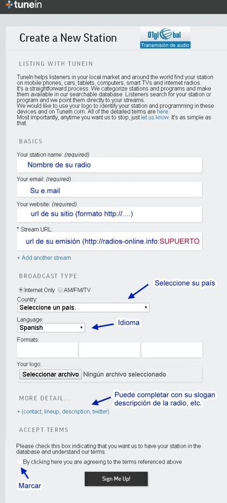 registro radio en tunein