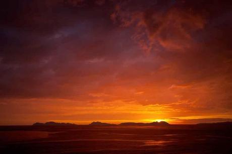 Puesta de sol sobre las Islas Cíes, Pontevedra, Galicia