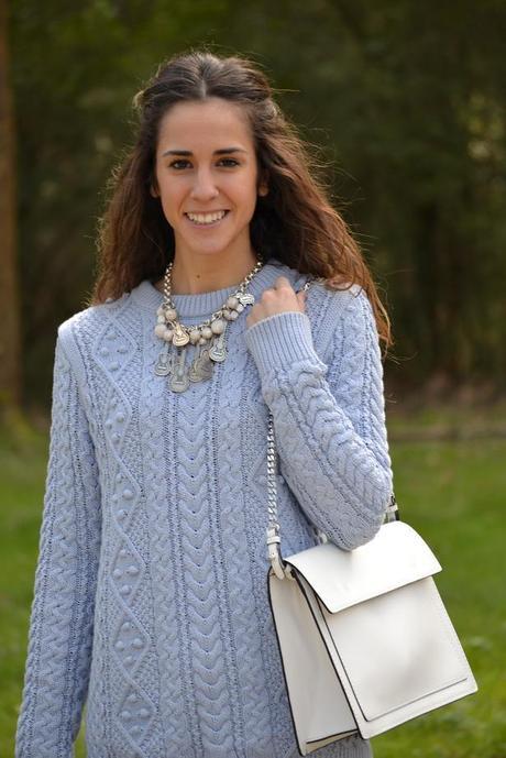 Light blue white bag