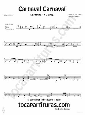 Tubescore Carnaval Carnaval partitura para Trombón, Tuba y Bombardino canción popular de carnaval 