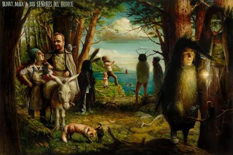 José Luis Serzo. Blinky, Maya y los Señores del Bosque. Óleo sobre lienzo, 200 x 300 cm. 2013.