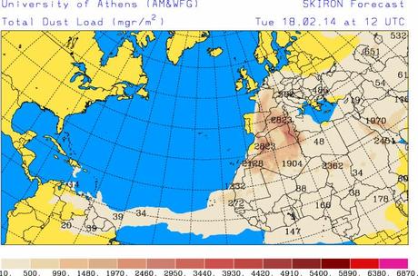 Nubes de polvo sahariano al este de la península