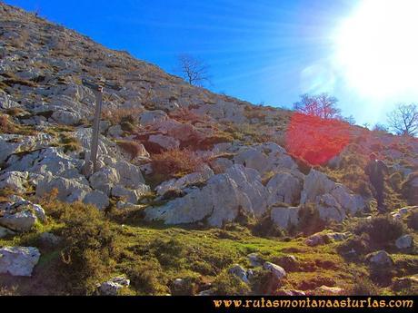 Rutas Montaña Asturias de las Pinturas Rupestres de Fresnedo: Cruce de caminos para visitar el resto de Abrigos Rupestres