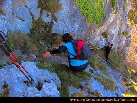 Rutas Montaña Asturias de las Pinturas Rupestres de Fresnedo: Bajando al abrigo Cochantoria
