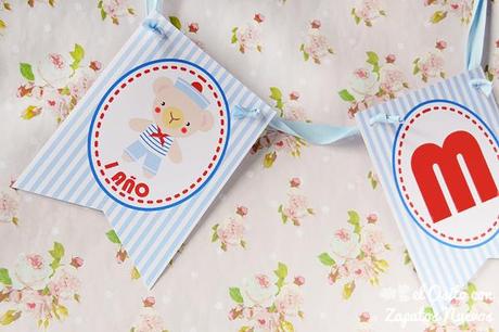 cumpleaños osito marinero guirnalda chocolatinas personalizada fiesta kit