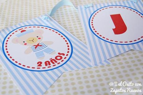 cumpleaños osito marinero guirnalda chocolatinas personalizada fiesta kit