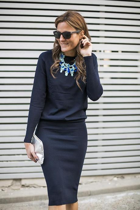 OUTFITS, zara ss14, vestido tubo marino, collar turquesa zara, clutch plata lacambra, sacha london, 41 eyewear, 4 contra 1, mfshow women, cristina blanco blog, spanish fashion blog, guia de estilo blog, guiadeestilo