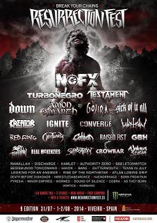 Resurrection Fest 2014: Testament, Turbonegro, Down, Gojira, Ignite, Hamlet, Kreator...