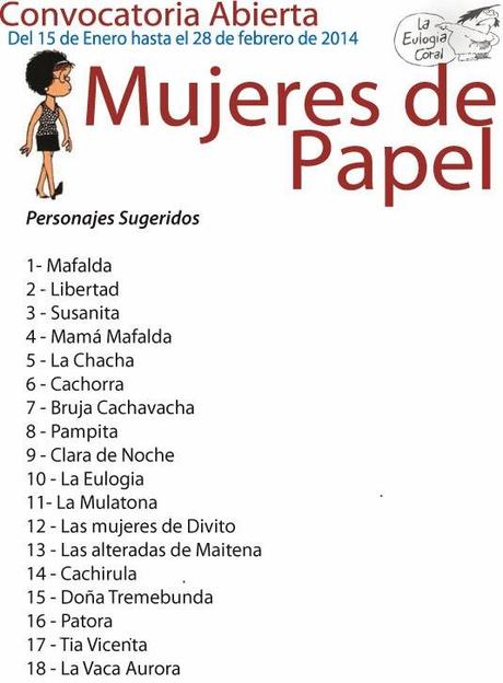 MUJERES DE PAPEL: Convocatoria a historietistas