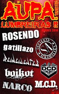 Aúpa Lumbreiras 2014: Rosendo, Gatillazo, Reincidentes, Boikot, Narco, Def Con Dos, MCD, S.A...