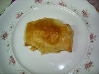 Pasta filo rellena de vieira