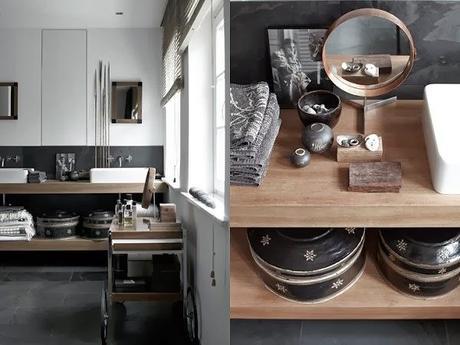 DECORACION MASCULINA EN GRIS, NEGRO Y MADERA