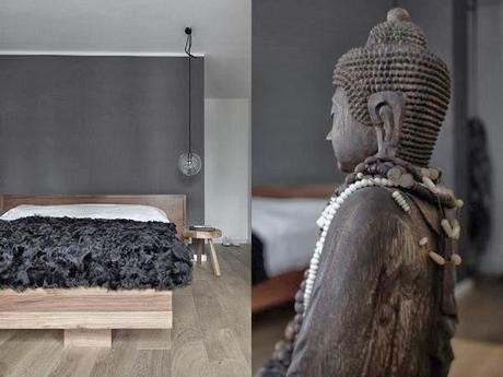 DECORACION MASCULINA EN GRIS, NEGRO Y MADERA