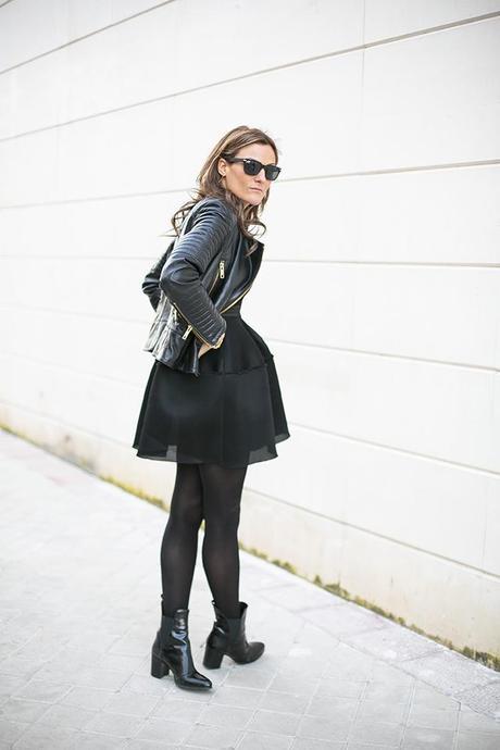OUTFITS, maje, divas, leather jacket, mango, zara, 4 contra 1 eyewear, dime que me quieres, ego, black, 