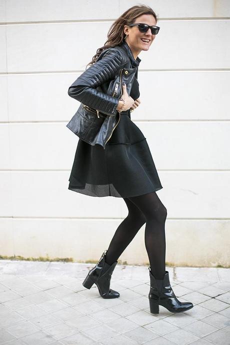 OUTFITS, maje, divas, leather jacket, mango, zara, 4 contra 1 eyewear, dime que me quieres, ego, black, 