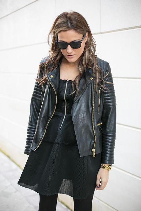 OUTFITS, maje, divas, leather jacket, mango, zara, 4 contra 1 eyewear, dime que me quieres, ego, black, 