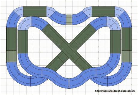 Nº 1269. Pequeño circuito scalextric simétrico de 3 alturas.