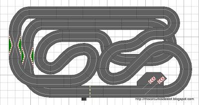 Nº 1214. Rally scalextric de dos alturas para tablero standard 244x122.