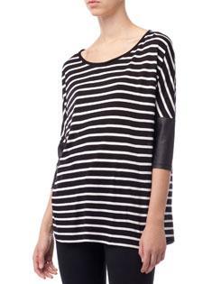 Camiseta mangas efecto piel