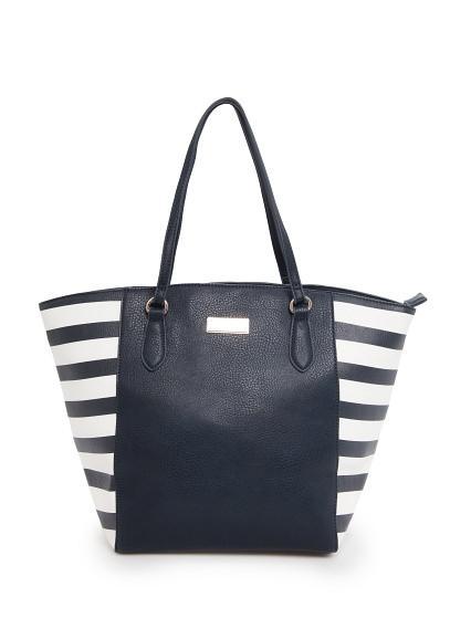 Bolso shopper paneles rayas