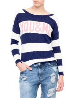 Jersey punto rayas y corazón