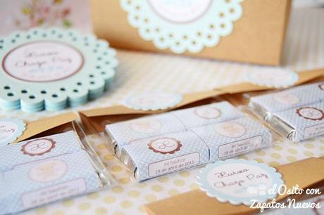 packaging personalizado bautizo chocolatinas etiquetas nubes blondas