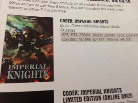 Ultima hora:Se filtra precio y portada del Codex Imperial Knights(BolS) y retrasos