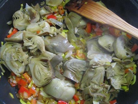 ARROZ CON ALCACHOFAS Y GAMBAS