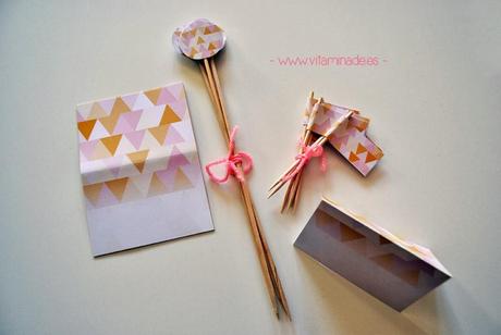 candy bar triangles en rosa y naranja
