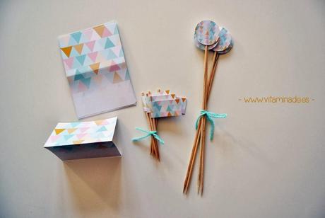 candy bar triangles en rosa y verde