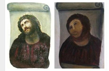 El eccehomo restaurado por la Mrs. Bean española.