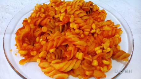 Espirales de pasta con maiz