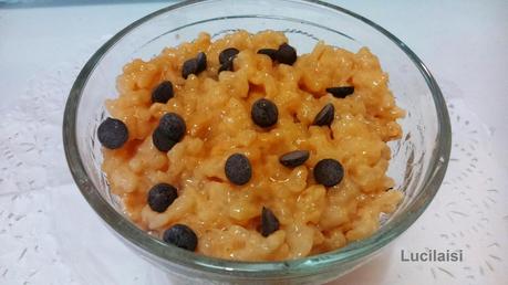 Arroz con leche,miel de naranjo y chocolate