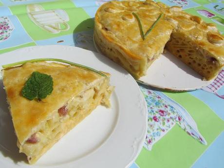 Pastel de macarrones a la carbonara