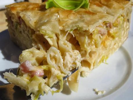 Pastel de macarrones a la carbonara