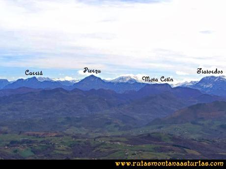 Ruta Montaña Pienzu: Vista del Carriá, Pierzu, Mota Cetín y Tiatordos