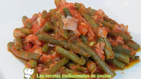 judías bobby con tomate y jamón