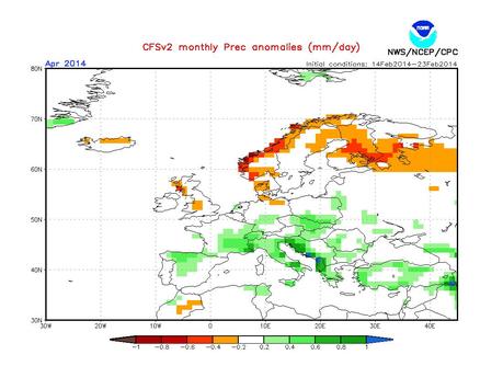 Previsión meteorológica Marzo y Abril 2014 en España según NOAA y ECMWF