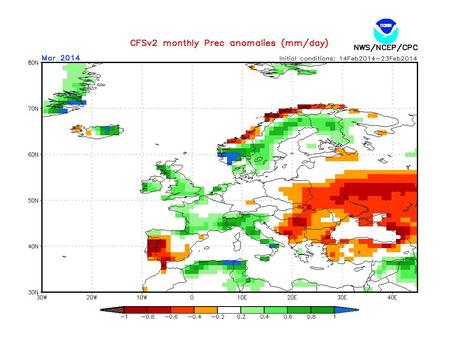 Previsión meteorológica Marzo y Abril 2014 en España según NOAA y ECMWF