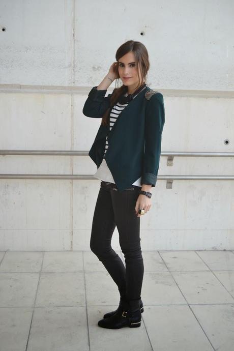Leather trousers + stripes