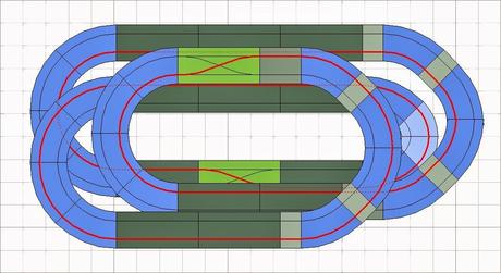 Nº 1280 y 1281. Circuitos scalextric en 2 x 1 de 2 y 3 alturas.